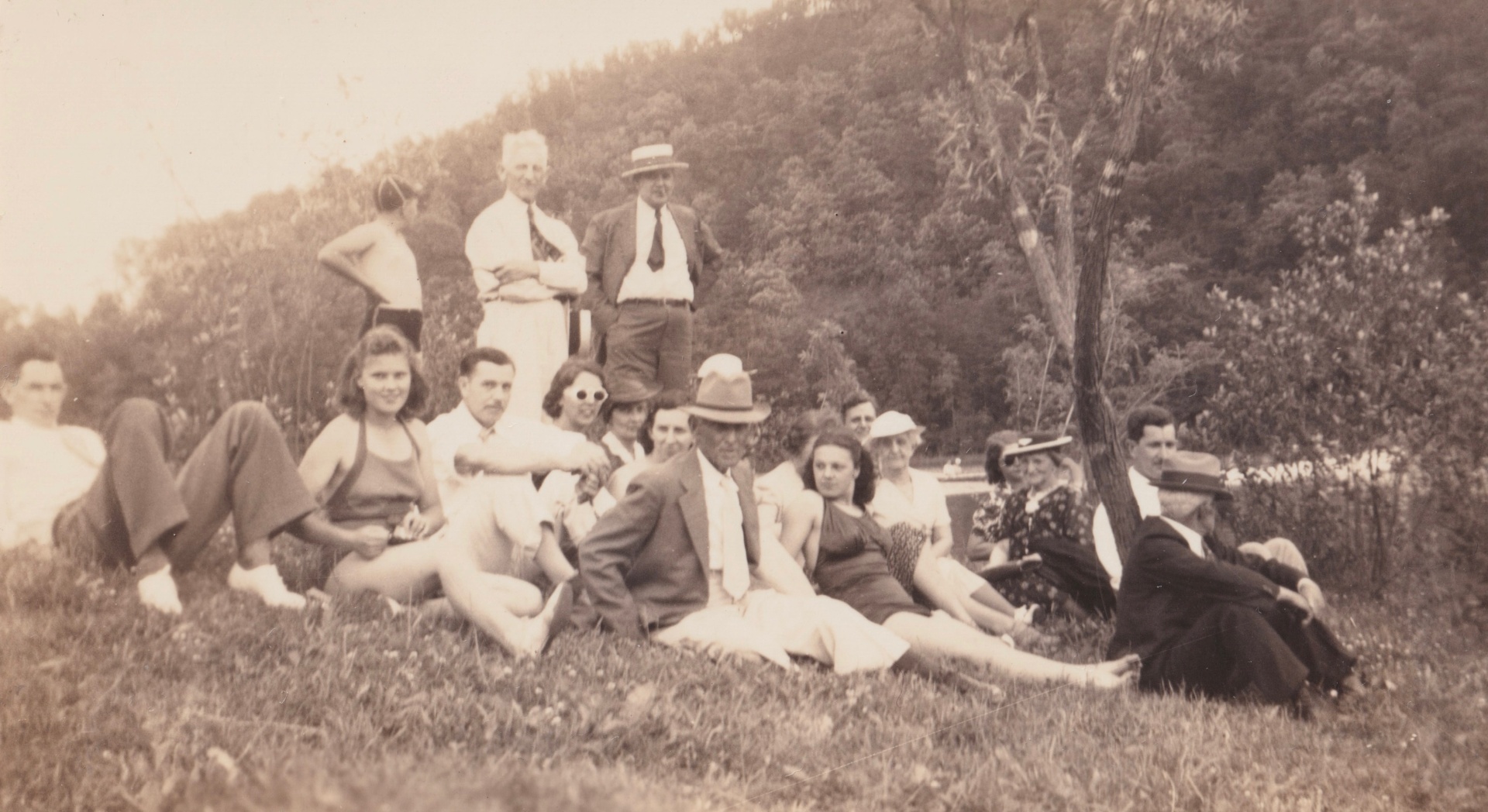 Family gathering by the river
